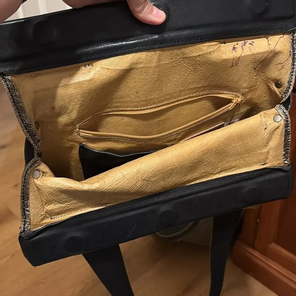 Vin Baker Soft Leather Tote with Magnet Closure and Black Leather Straps
